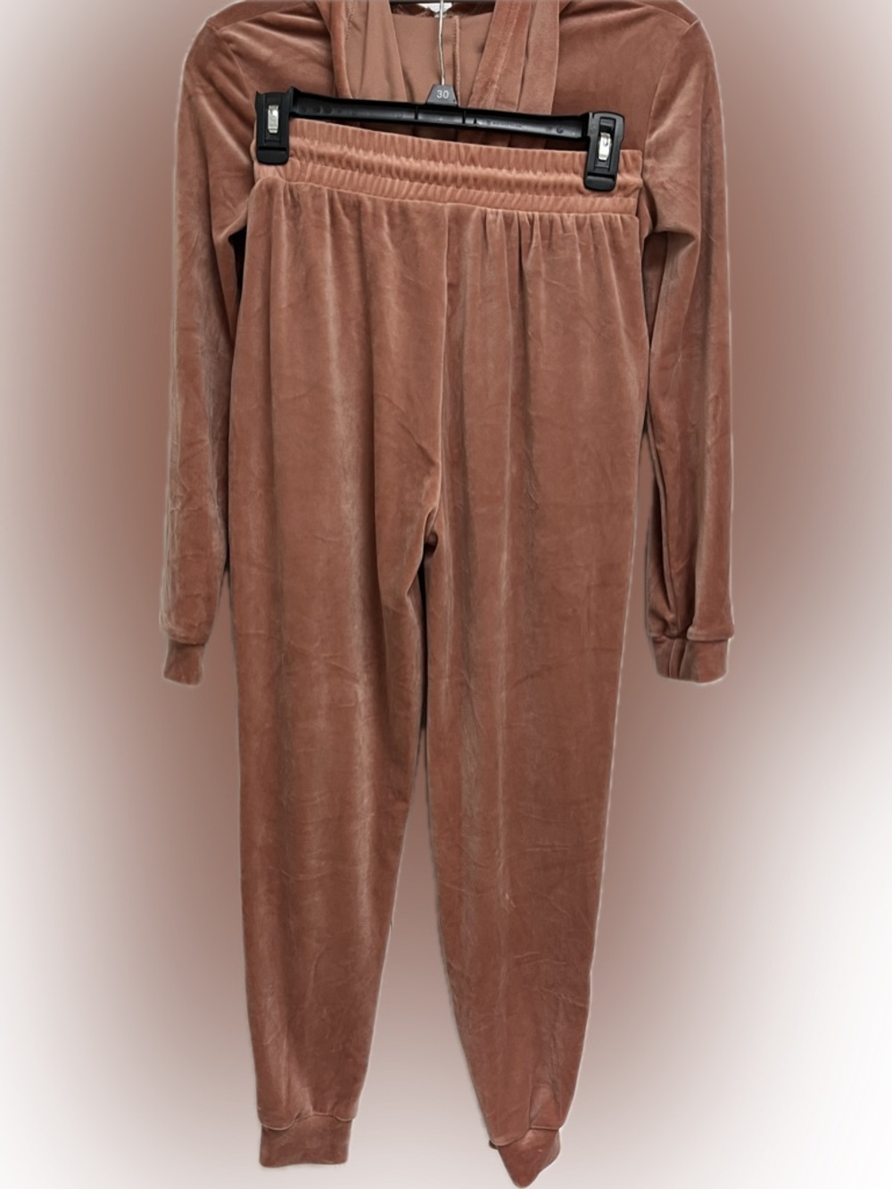 Color 5 Soft Velour Drawstring Jogger Pants - Dusty Rose Size S - Picture 2 of 6